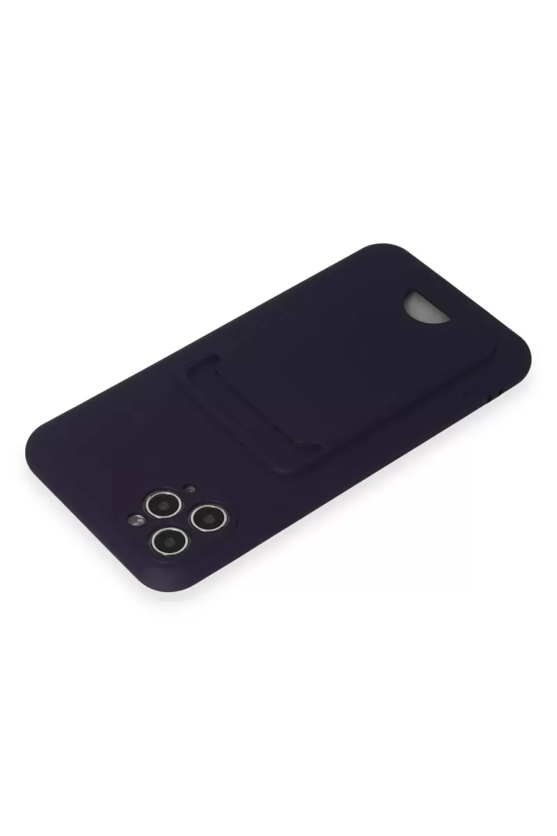 Newface Apple iPhone 11 Pro Max Kılıf Kelvin Kartvizitli Silikon - Derin Mor