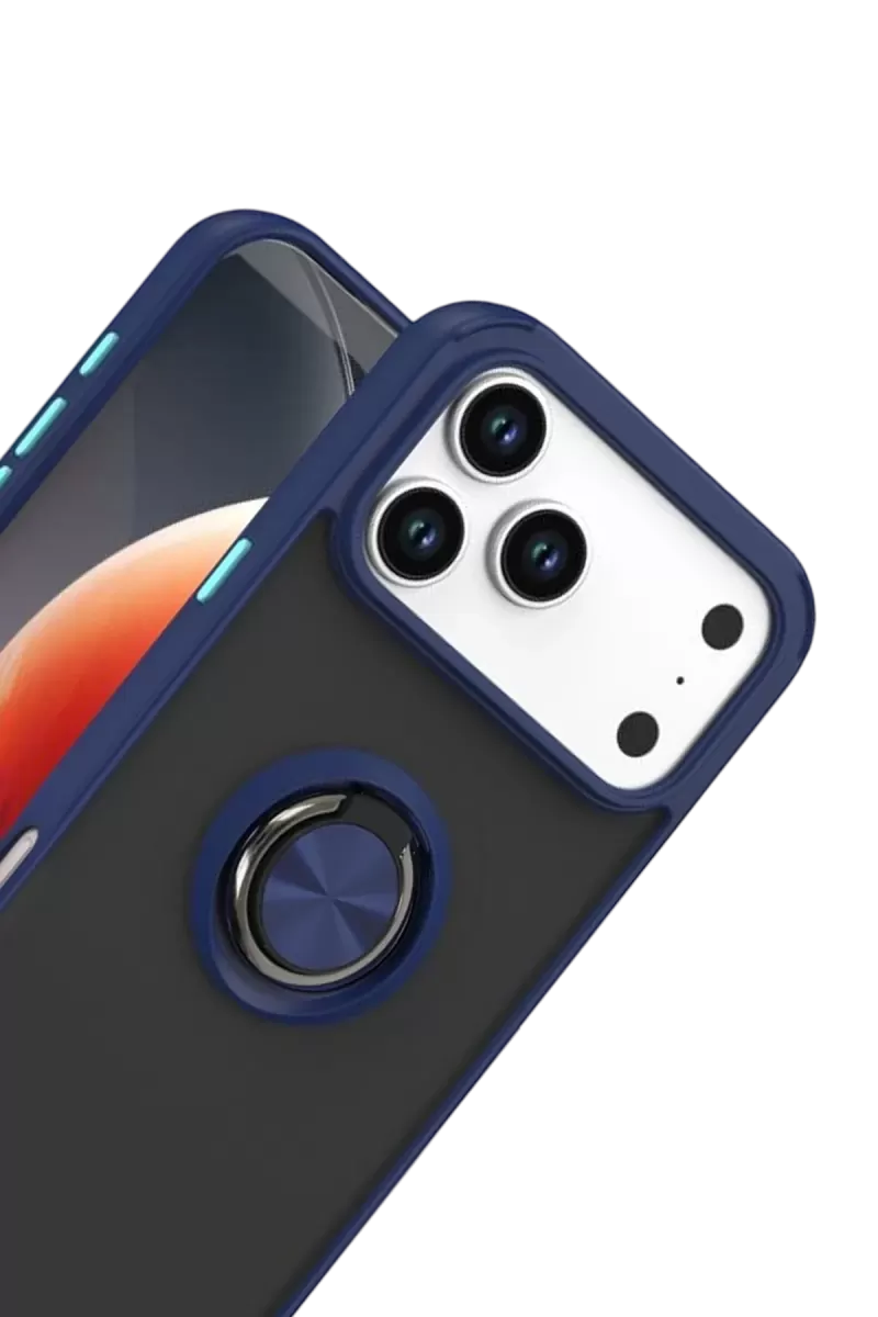 Newface Apple iPhone 17 Pro Max Montreal Yüzüklü Silikon Kapak - Lacivert