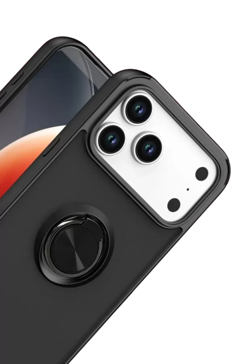 Newface Apple iPhone 17 Pro Max Montreal Yüzüklü Silikon Kapak - Siyah