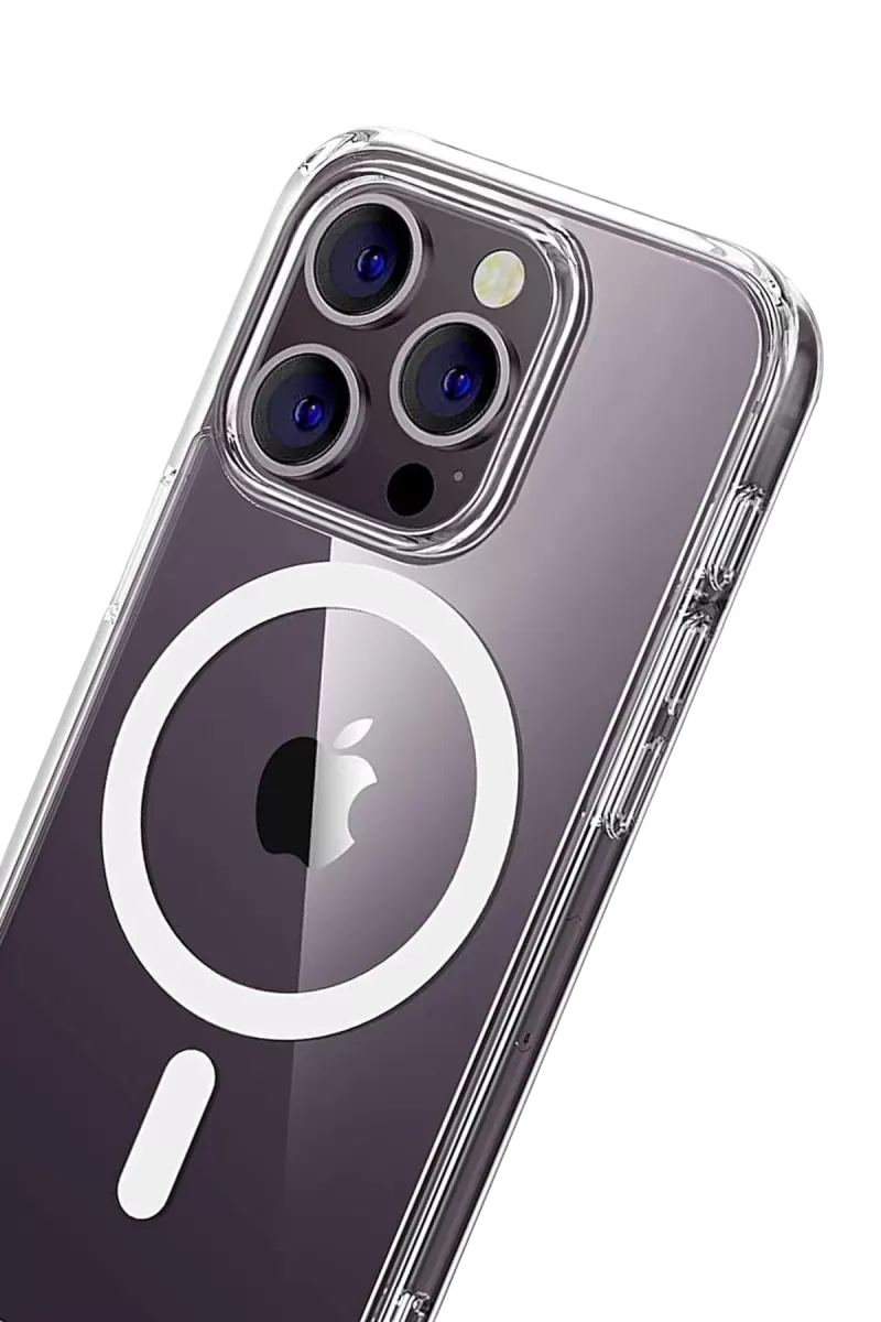 Newface Apple iPhone 15 Pro Max Combo Sert Şeffaf Magsafe Kapak - Şeffaf