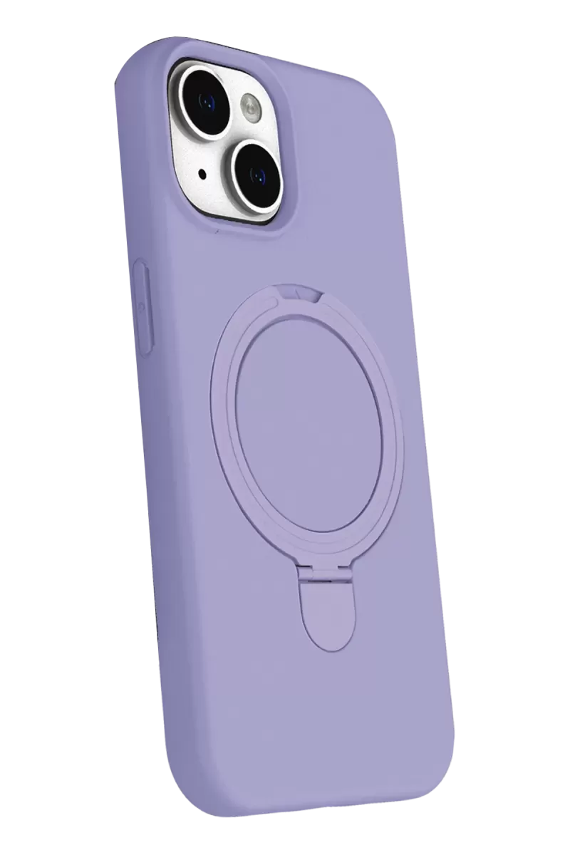 Newface Apple iPhone 15 Regal Magsafe Standlı Kapak - Lila