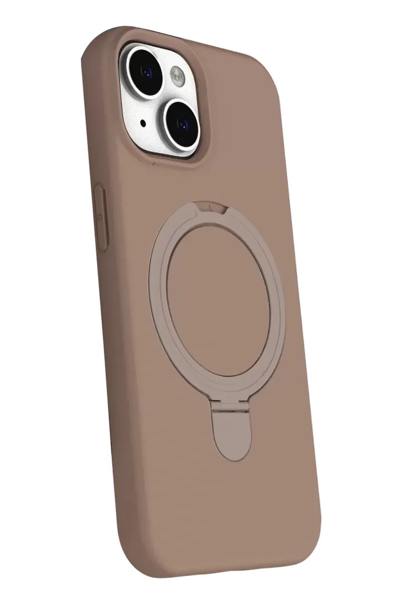 Newface Apple iPhone 15 Regal Magsafe Standlı Kapak - Çöl Titanyum