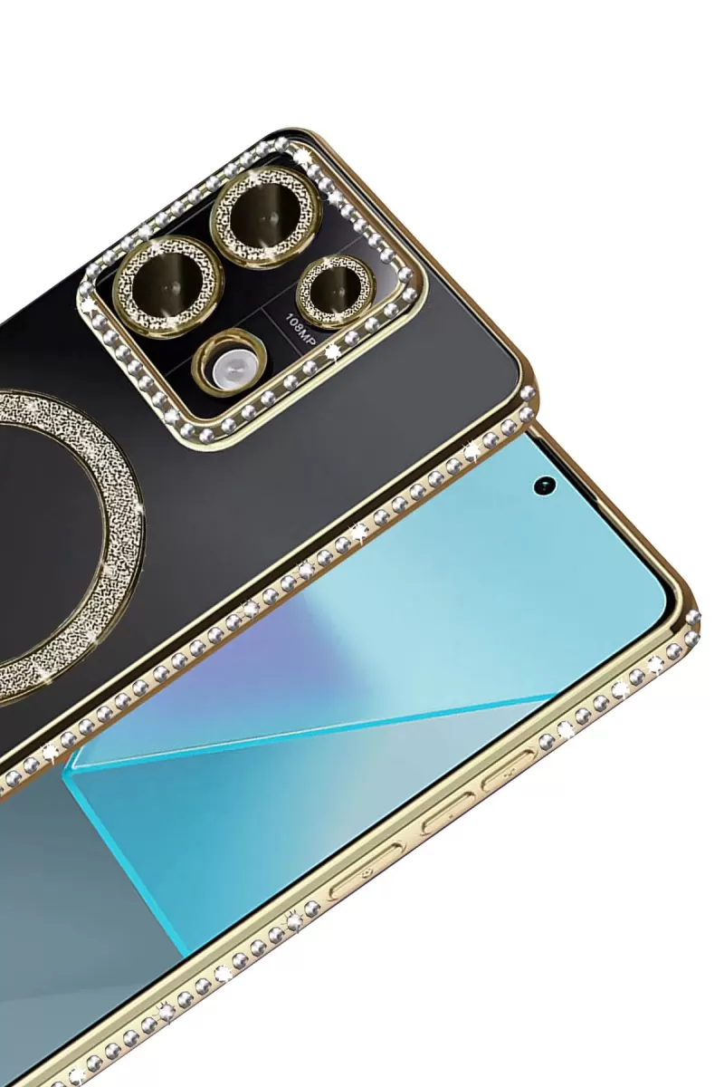 Newface Xiaomi Redmi Note 13 Pro 4G Joke Simli Magneticsafe Kılıf - Gold