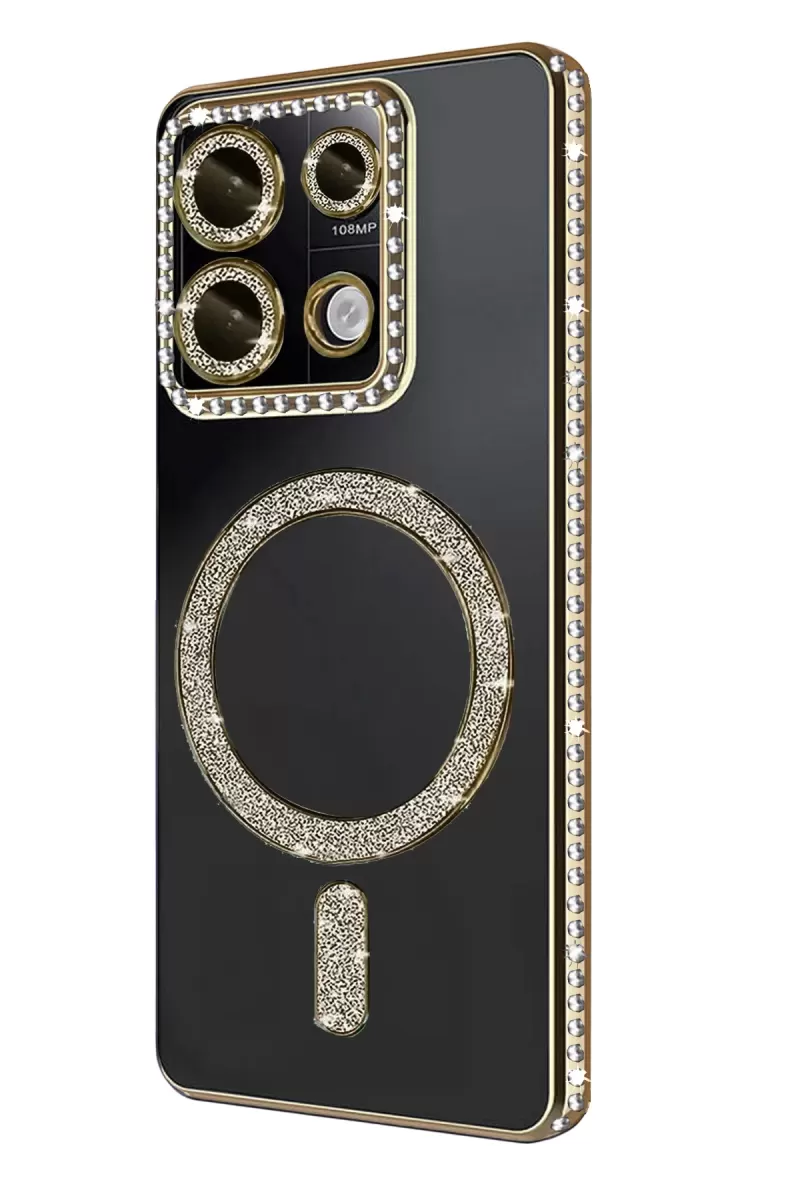 Newface Xiaomi Redmi Note 13 Pro 4G Joke Simli Magneticsafe Kılıf - Gold