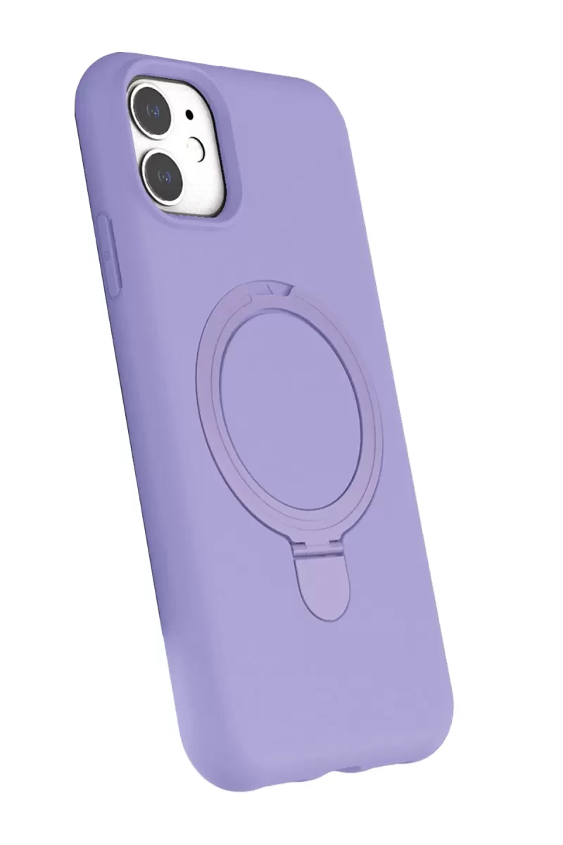 Newface Apple iPhone 11 Regal Magsafe Standlı Kapak - Lila