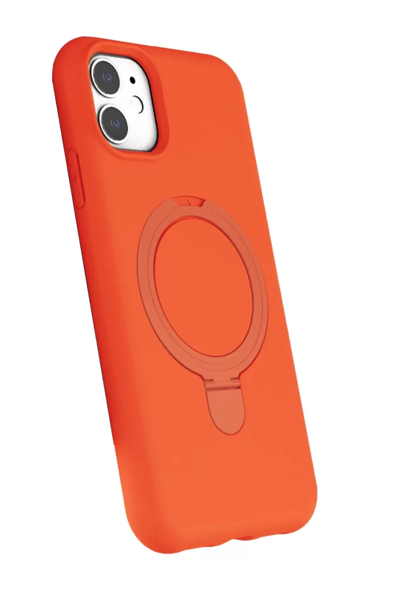 Newface Apple iPhone 11 Regal Magsafe Standlı Kapak - Turuncu