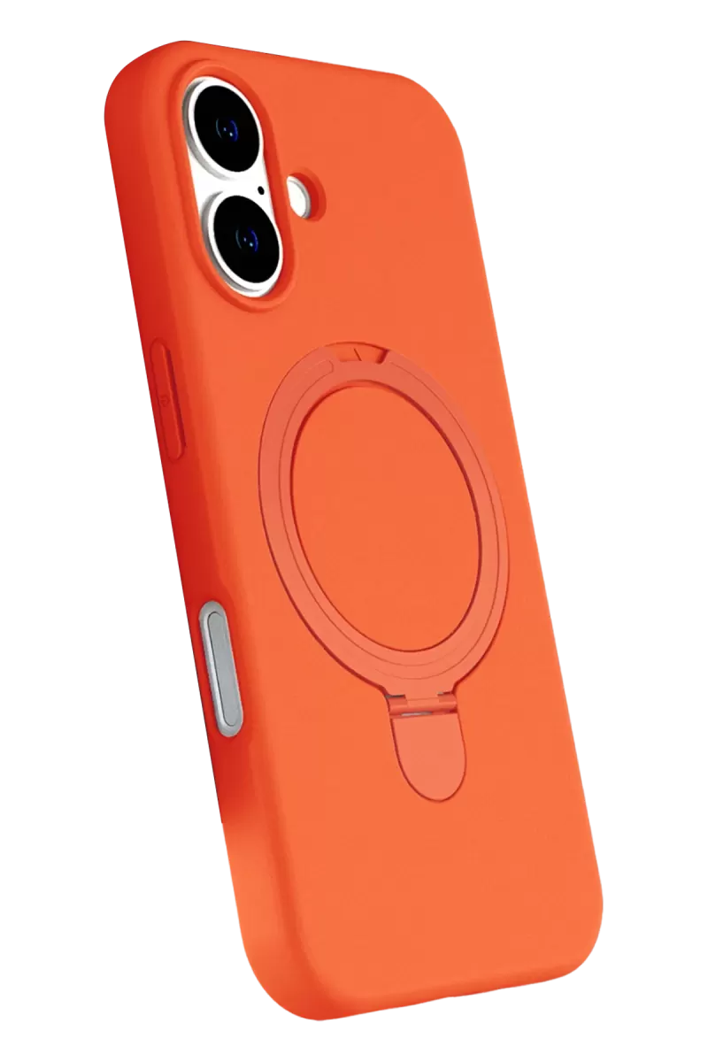 Newface Apple iPhone 16 Regal Magsafe Standlı Kapak - Turuncu