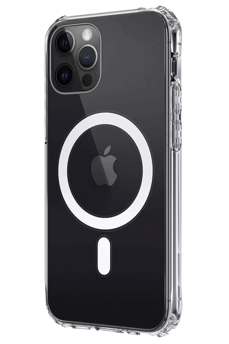Newface Apple iPhone 12 Kılıf Magneticsafe Şeffaf Silikon - Şeffaf