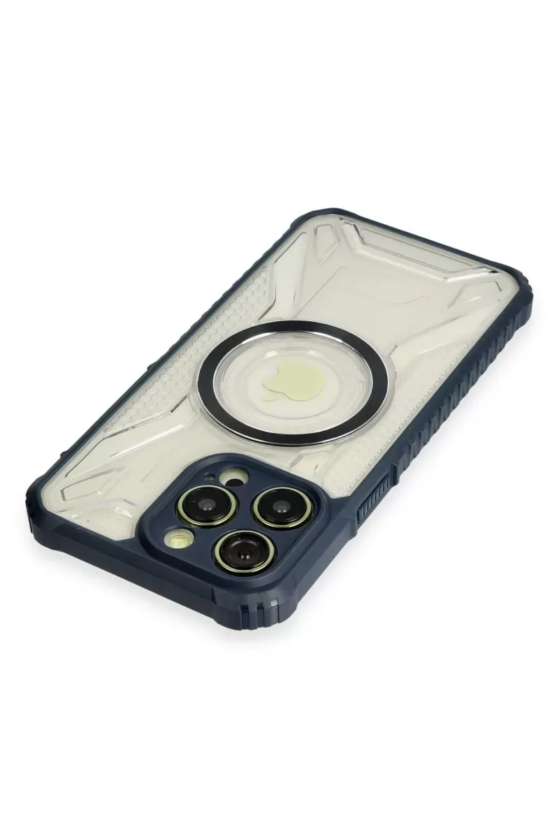 Newface Apple iPhone 13 Pro Max Kılıf Prag Magneticsafe Kapak - Lacivert