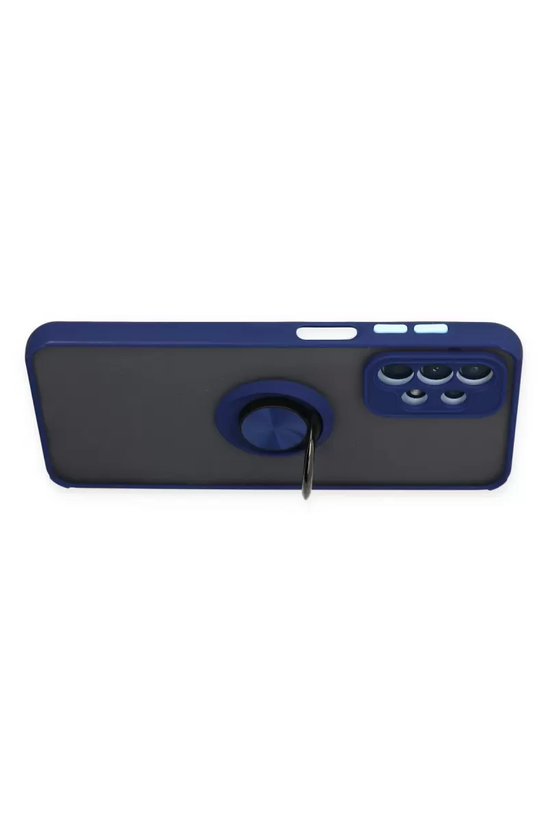 Newface Samsung Galaxy A23 4G Kılıf Montreal Yüzüklü Silikon Kapak - Lacivert