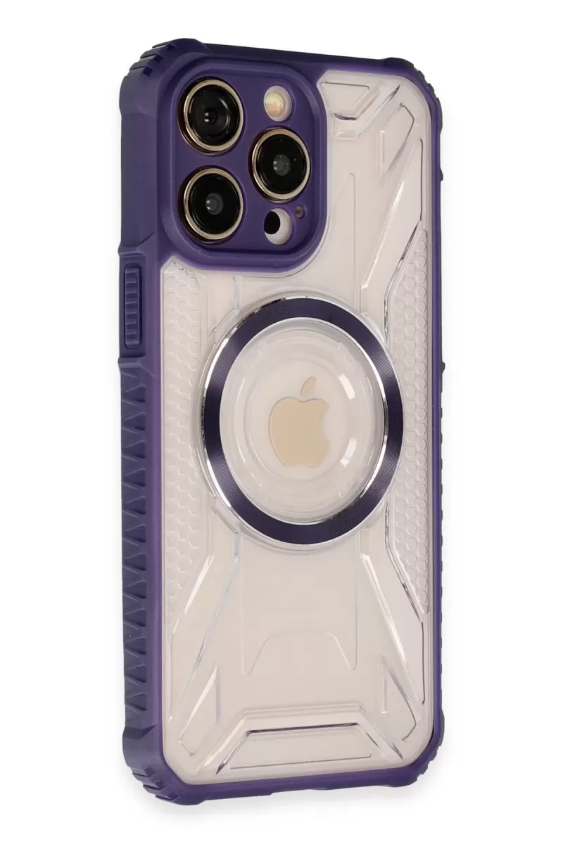 Newface Apple iPhone 14 Pro Max Kılıf Prag Magneticsafe Kapak - Derin Mor