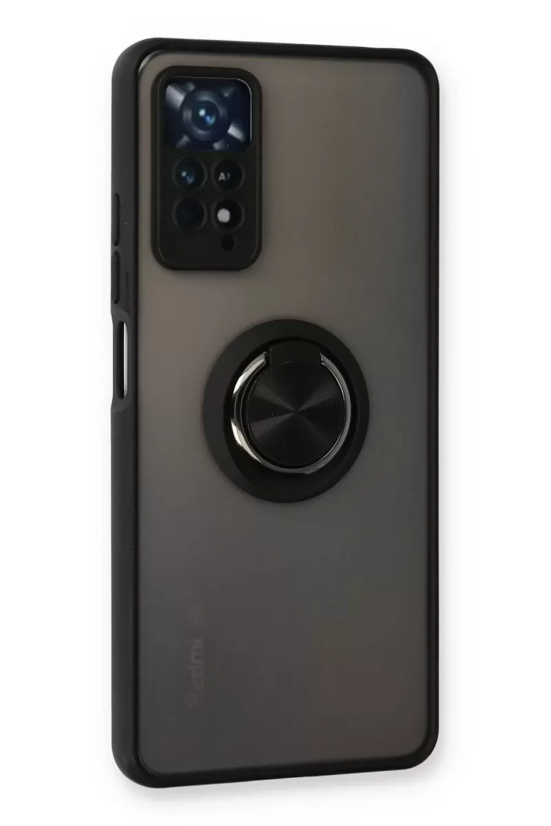 Newface Xiaomi Redmi Note 11 Pro Kılıf Montreal Yüzüklü Silikon Kapak - Siyah