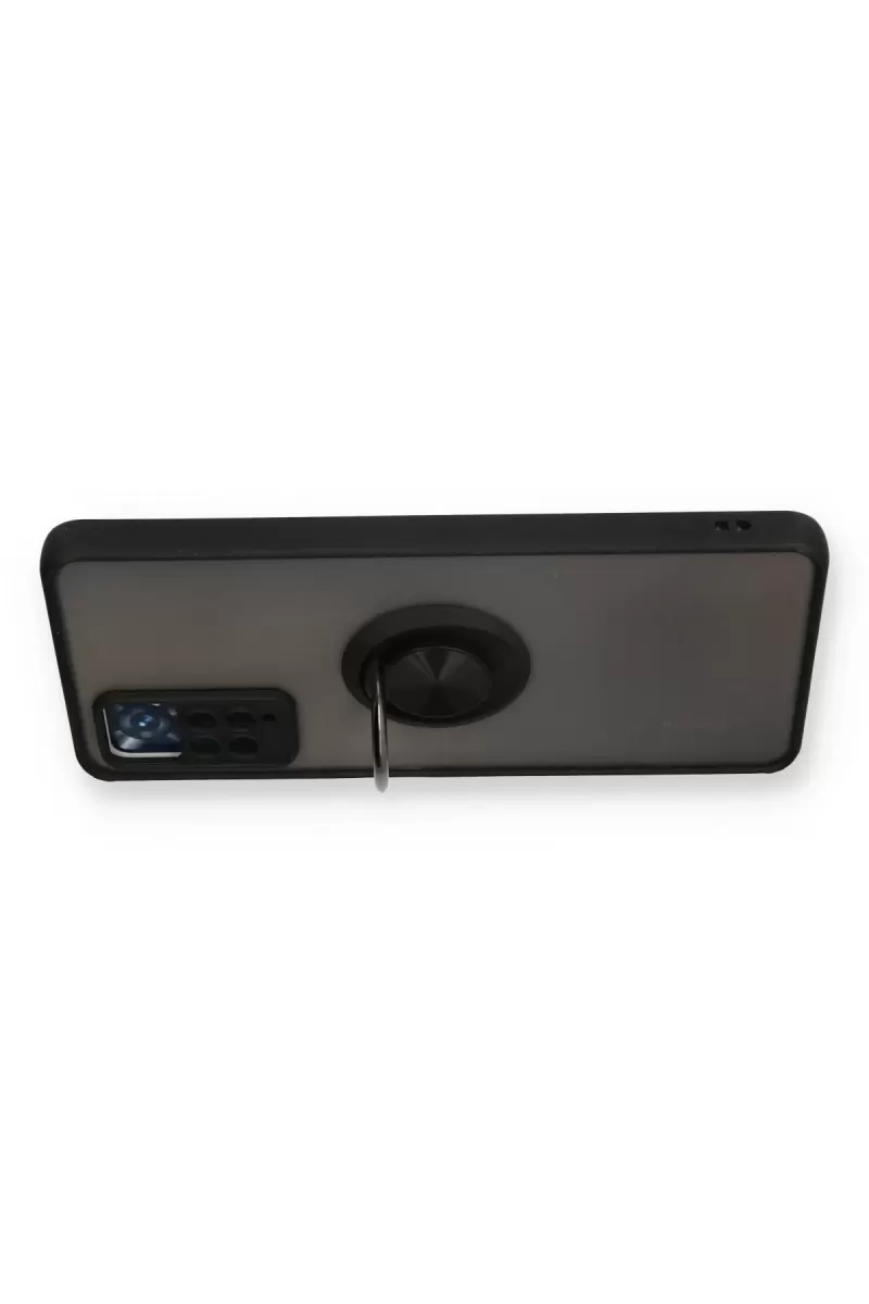 Newface Xiaomi Redmi Note 11 Pro Kılıf Montreal Yüzüklü Silikon Kapak - Siyah