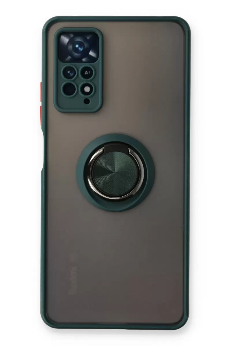 Newface Xiaomi Redmi Note 11 Pro Kılıf Montreal Yüzüklü Silikon Kapak - Yeşil