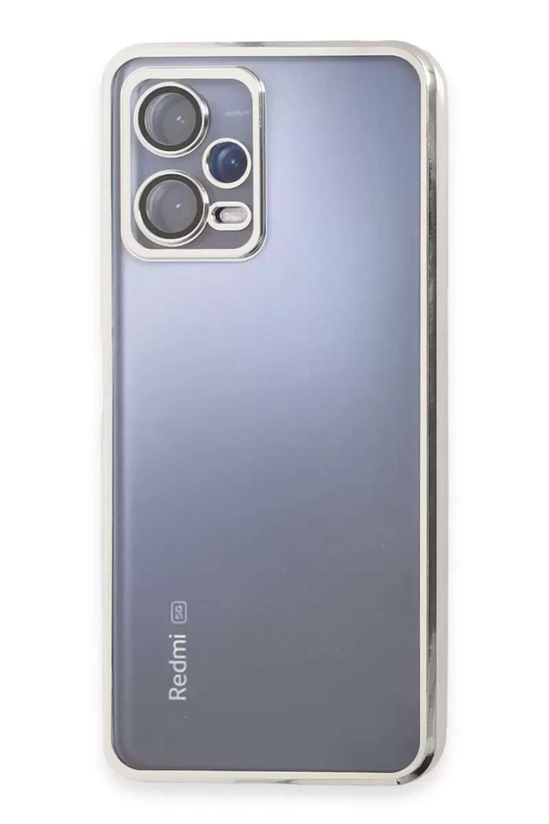 Newface Xiaomi Redmi Note 12 Pro 5G Kılıf Razer Lensli Silikon - Gümüş