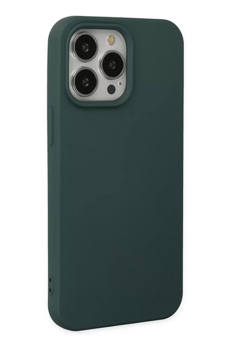 Newface Apple iPhone 14 Pro Max Kılıf Nano içi Kadife Silikon - Koyu Yeşil