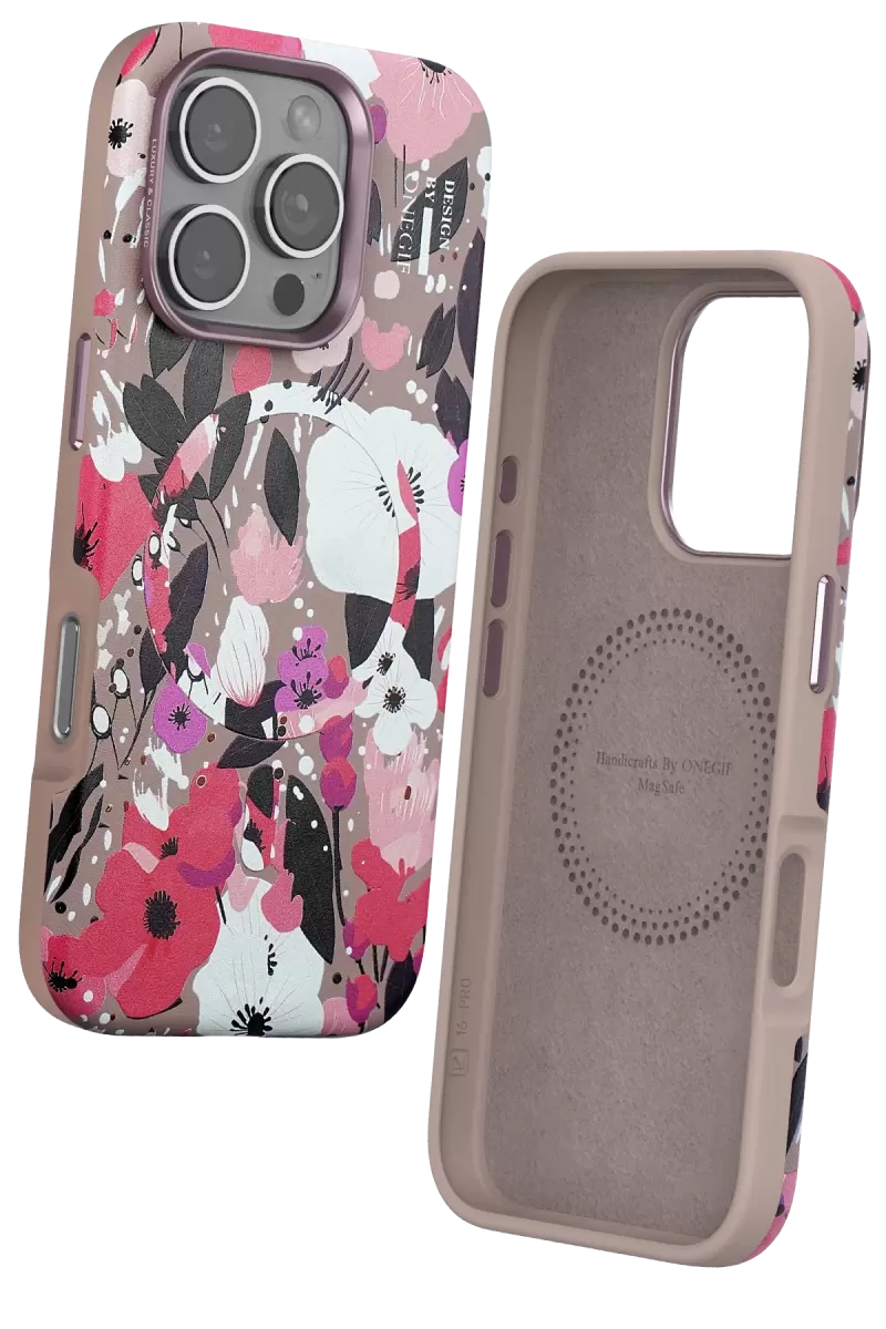 Onegif Apple iPhone 16 Pro Max Flower Series Magsafe Kapak - Pembe