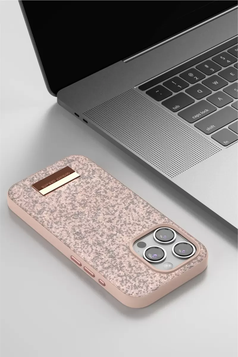 Onegif Apple iPhone 14 Pro Max Bright Simli Kapak - Gold