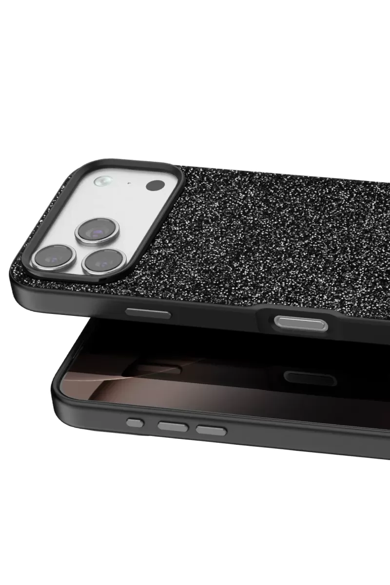Onegif Apple iPhone 17 Pro Max Bright Simli Kapak - Siyah