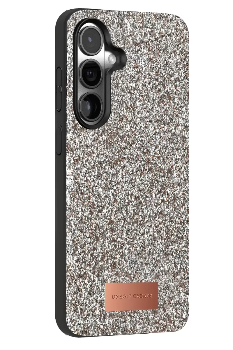 Onegif Samsung Galaxy S25 Bright Simli Kapak - Gümüş