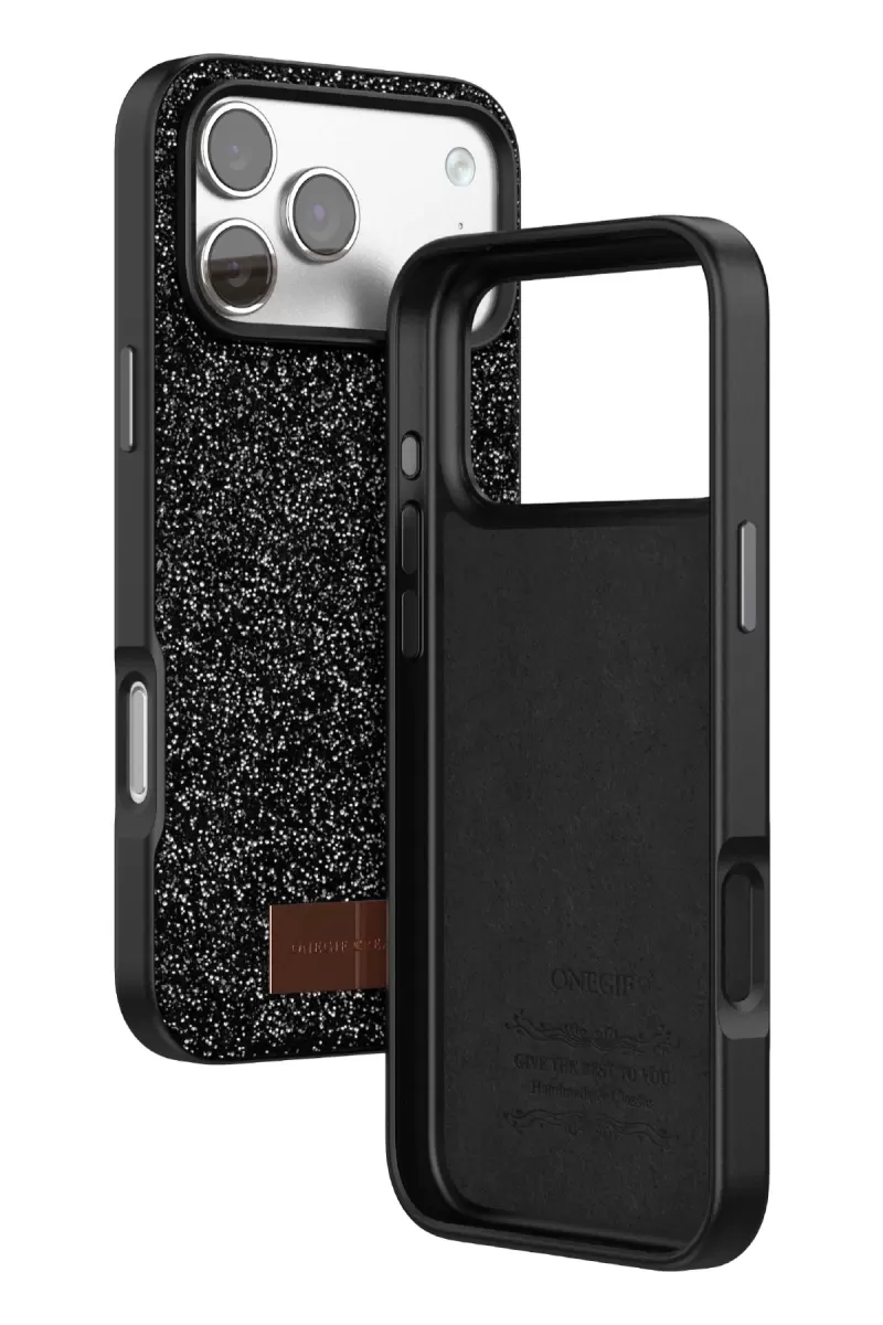 Onegif Apple iPhone 17 Pro Bright Simli Kapak - Siyah