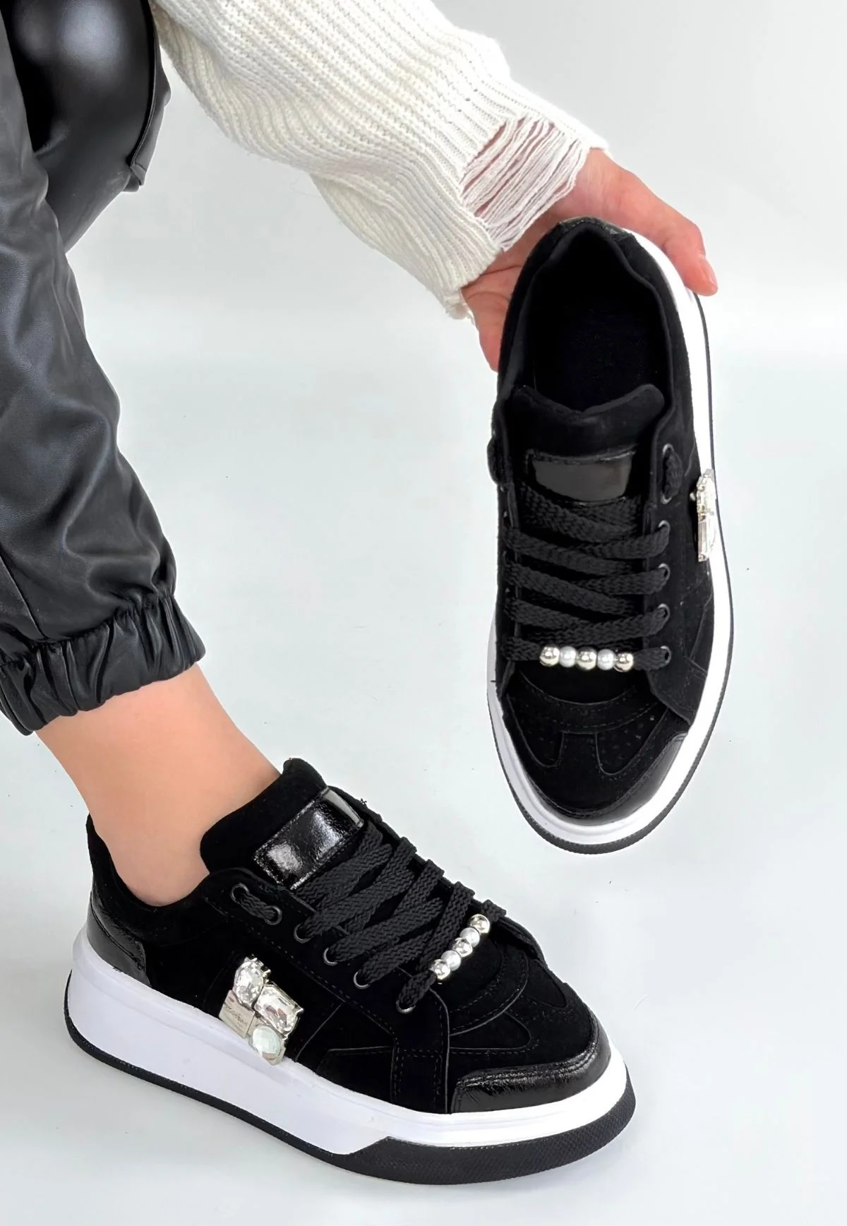 Ceans Siyah Süet Bağcıklı Spor Ayakkabı