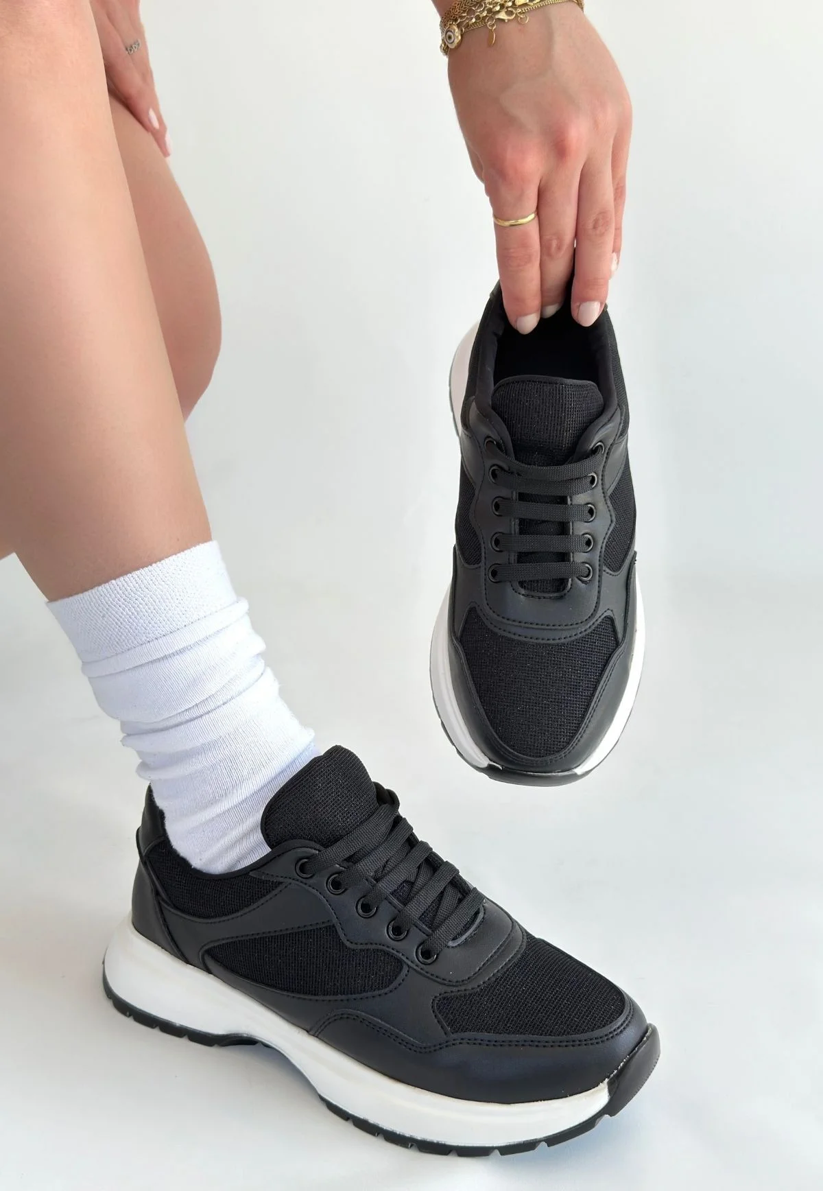 Slar Siyah Cilt Bağcıklı Spor Ayakkabı