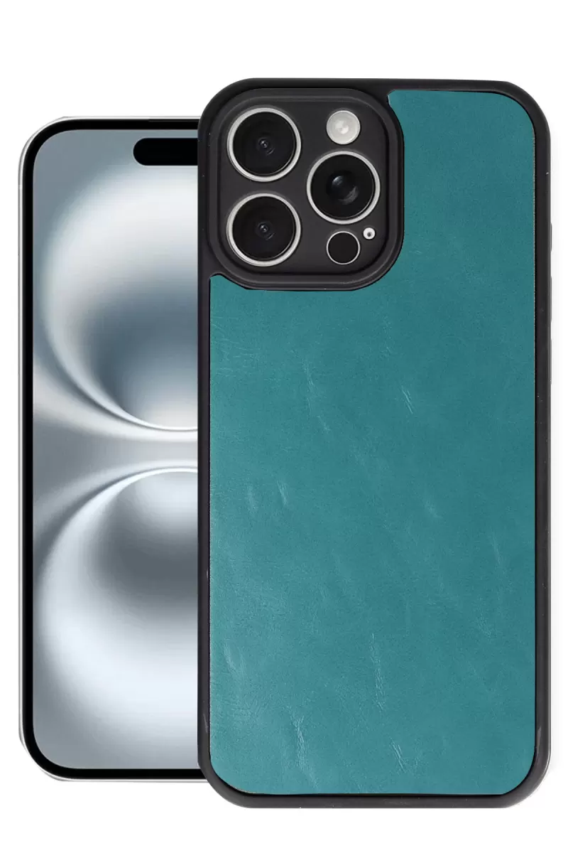 Newface Apple iPhone 16 Pro Max Kılıf Aras Deri Kapak - Açık Yeşil