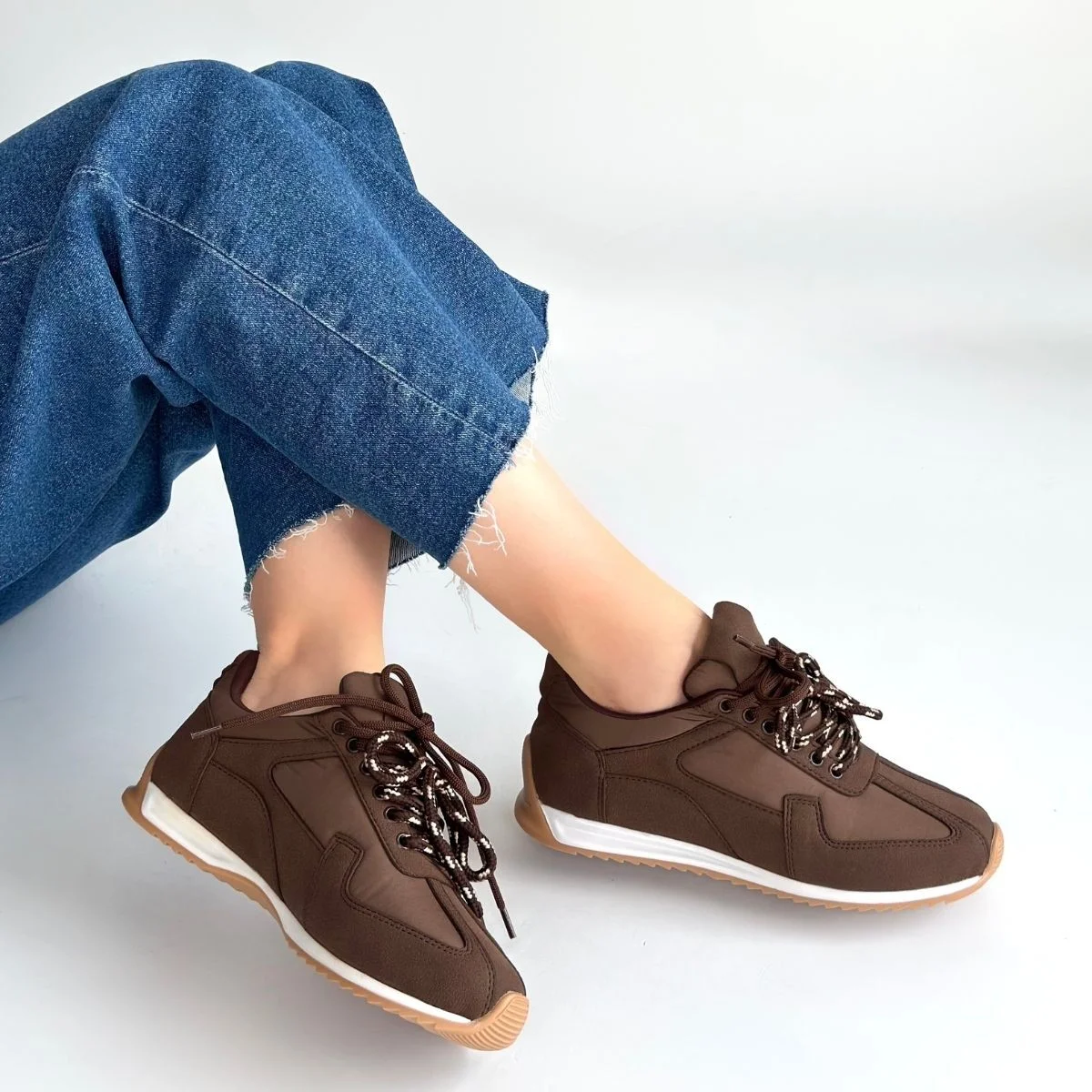 Jeat Kahverengi  Nubuk Bağcıklı Spor Ayakkabı