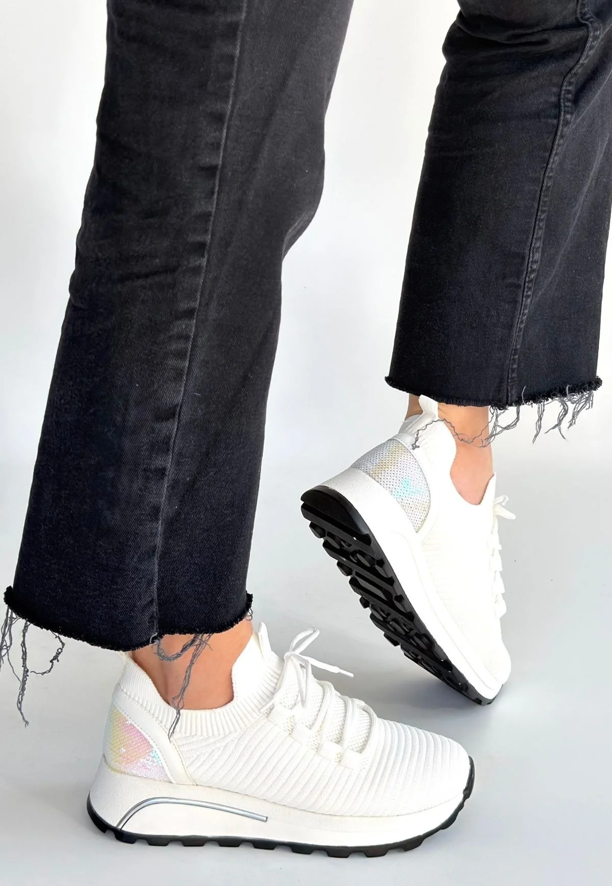 Feort Beyaz Triko Bağcıklı Spor Ayakkabı