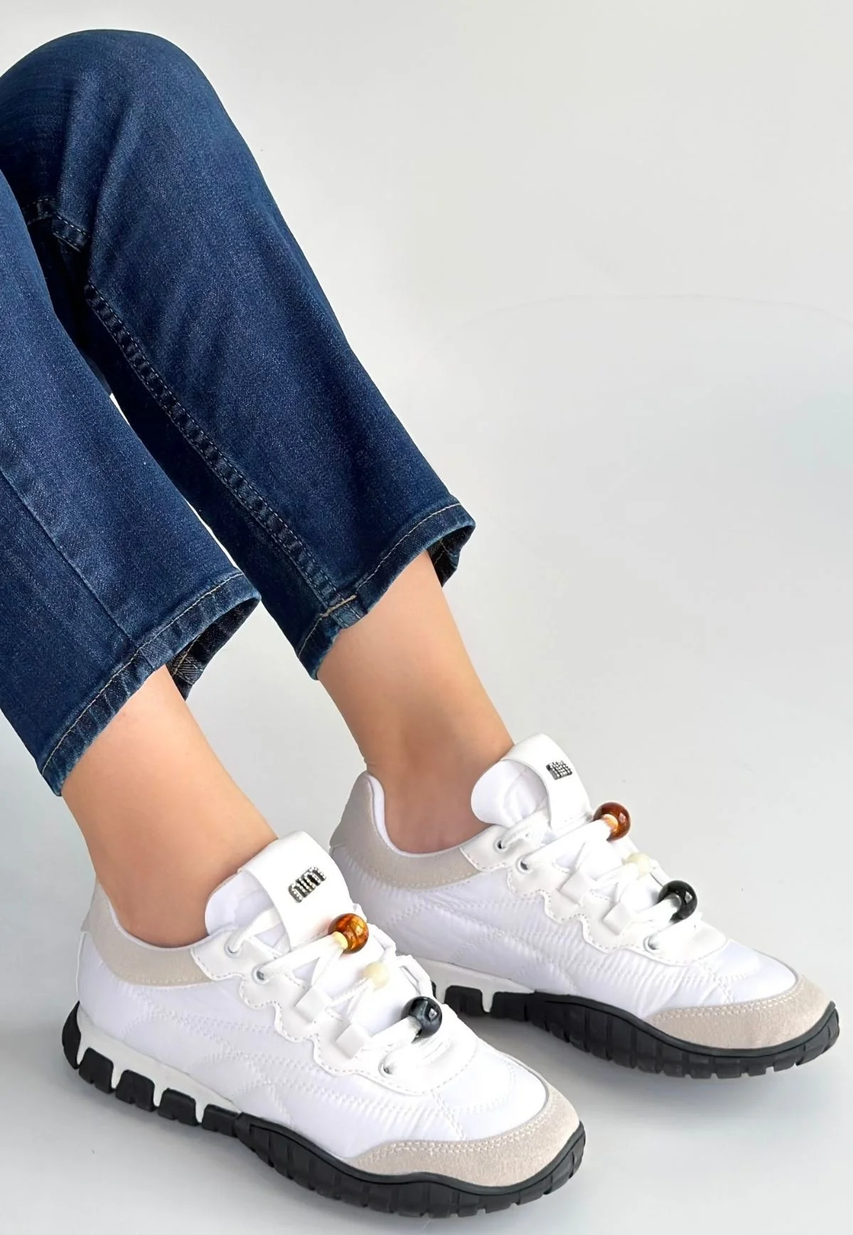 Tues Beyaz Nubuk Bağcıklı Spor Ayakkabı