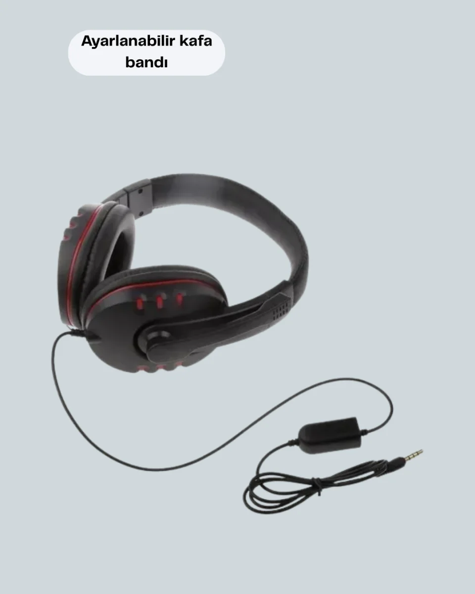 Stereo KırmızıKulaklığı Yumuşak Pedli Mikrofonlu