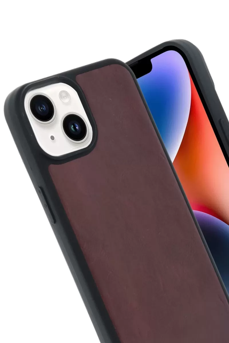 Newface Apple iPhone 15 Kılıf Aras Deri Kapak - Bordo