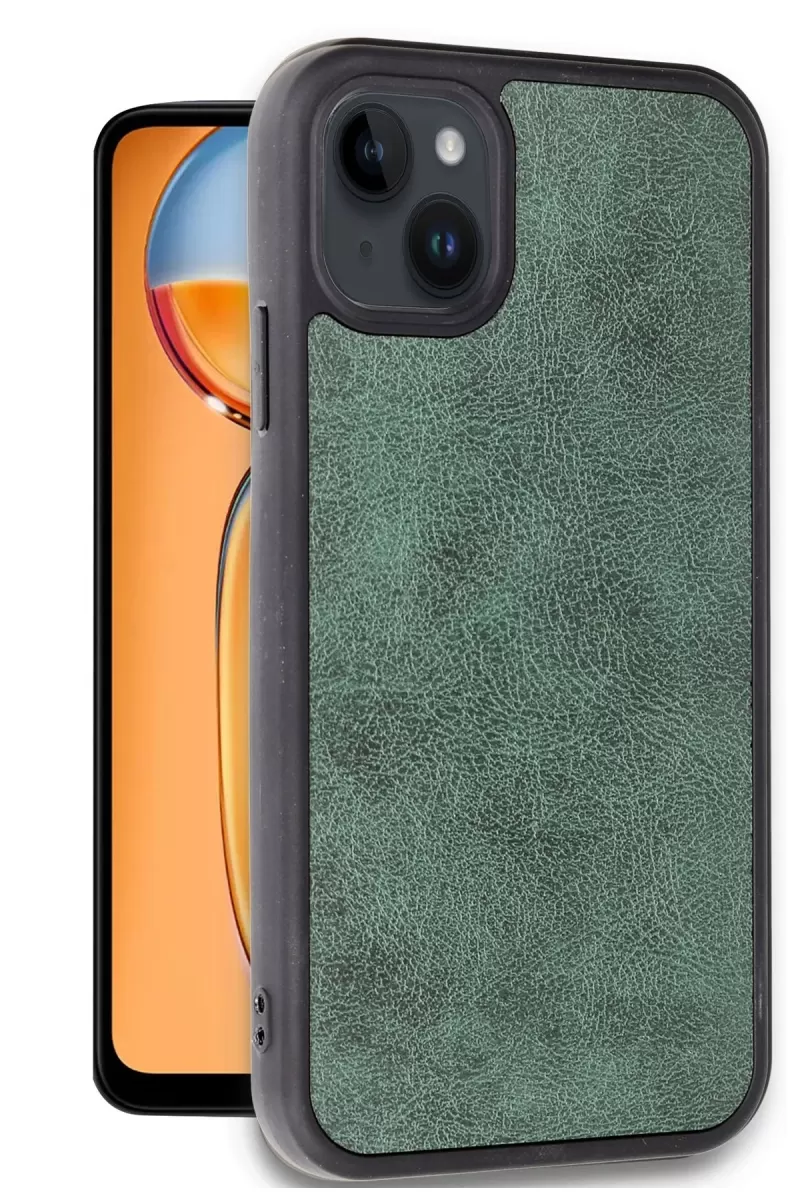 Newface Apple iPhone 14 Kılıf Aras Deri Kapak - Koyu Yeşil