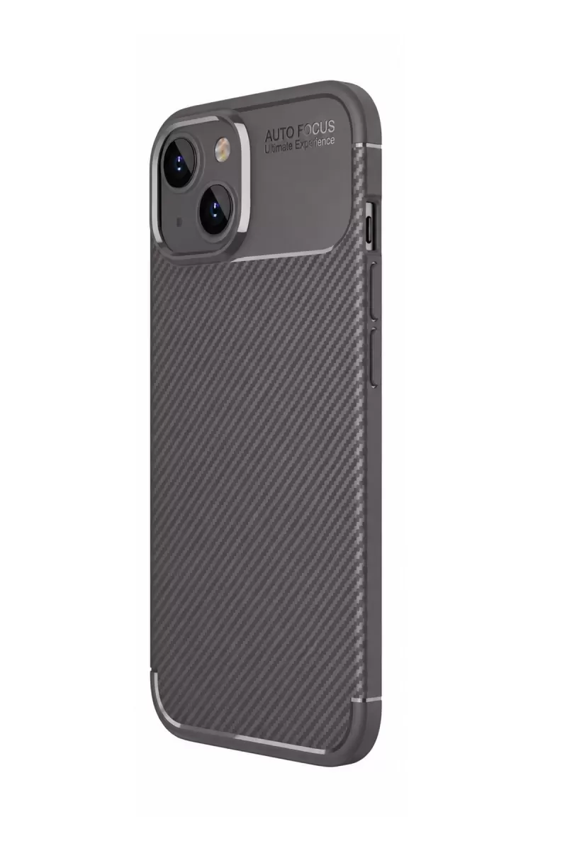 Newface Apple iPhone 14 Kılıf Auto Focus Karbon Kapak - Gri