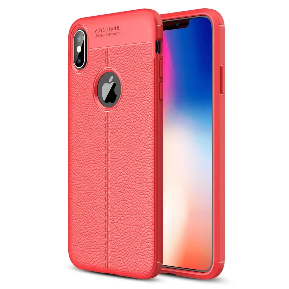 Newface Apple iPhone X Kılıf Auto Focus Kapak - Kırmızı