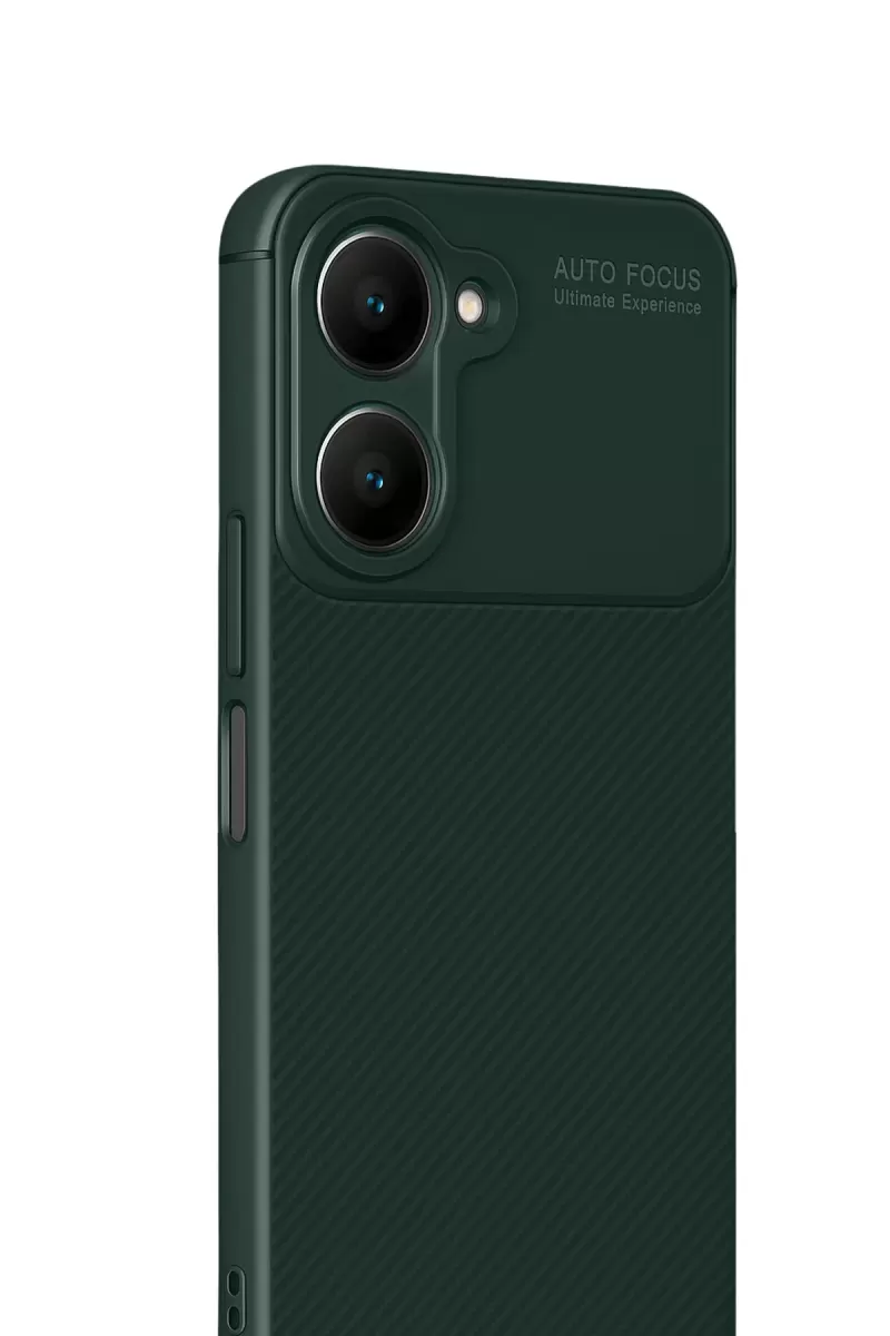 Newface Vivo Y18 Kılıf Auto Focus Karbon Kapak - Koyu Yeşil