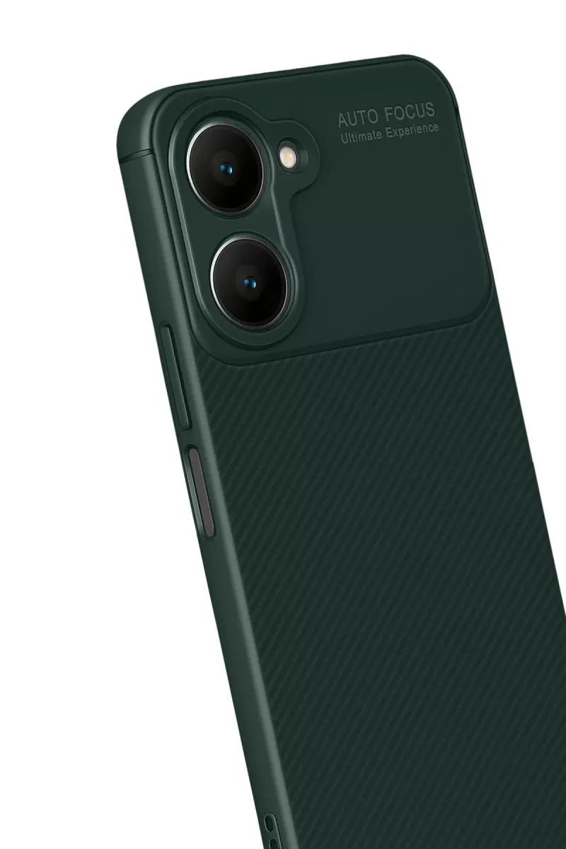 Newface Vivo Y18 Kılıf Auto Focus Karbon Kapak - Koyu Yeşil