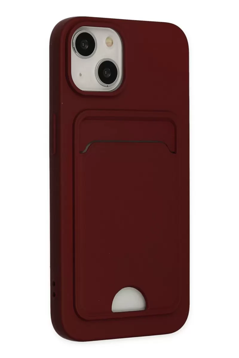 Newface Apple iPhone 14 Plus Kılıf Kelvin Kartvizitli Silikon - Bordo