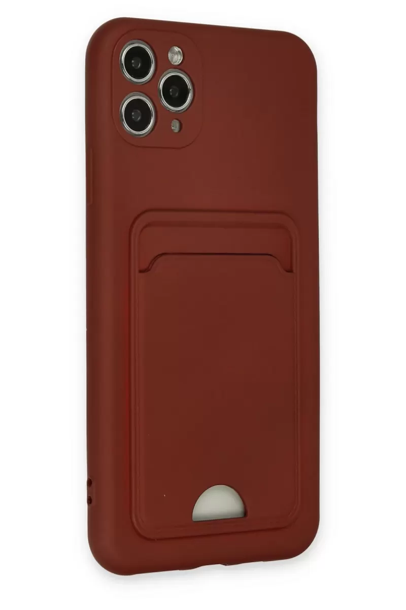 Newface Apple iPhone 11 Pro Max Kılıf Kelvin Kartvizitli Silikon - Bordo