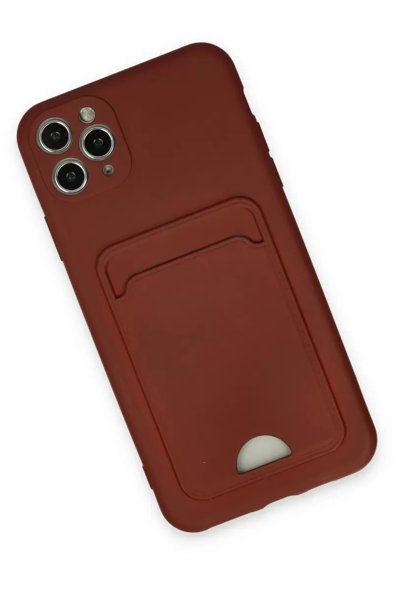 Newface Apple iPhone 11 Pro Max Kılıf Kelvin Kartvizitli Silikon - Bordo