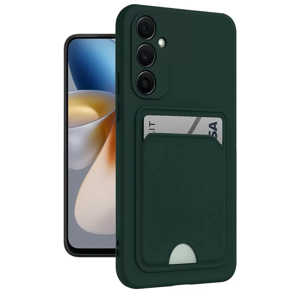 Newface Samsung Galaxy M15 Kelvin Kartvizitli Silikon - Koyu Yeşil