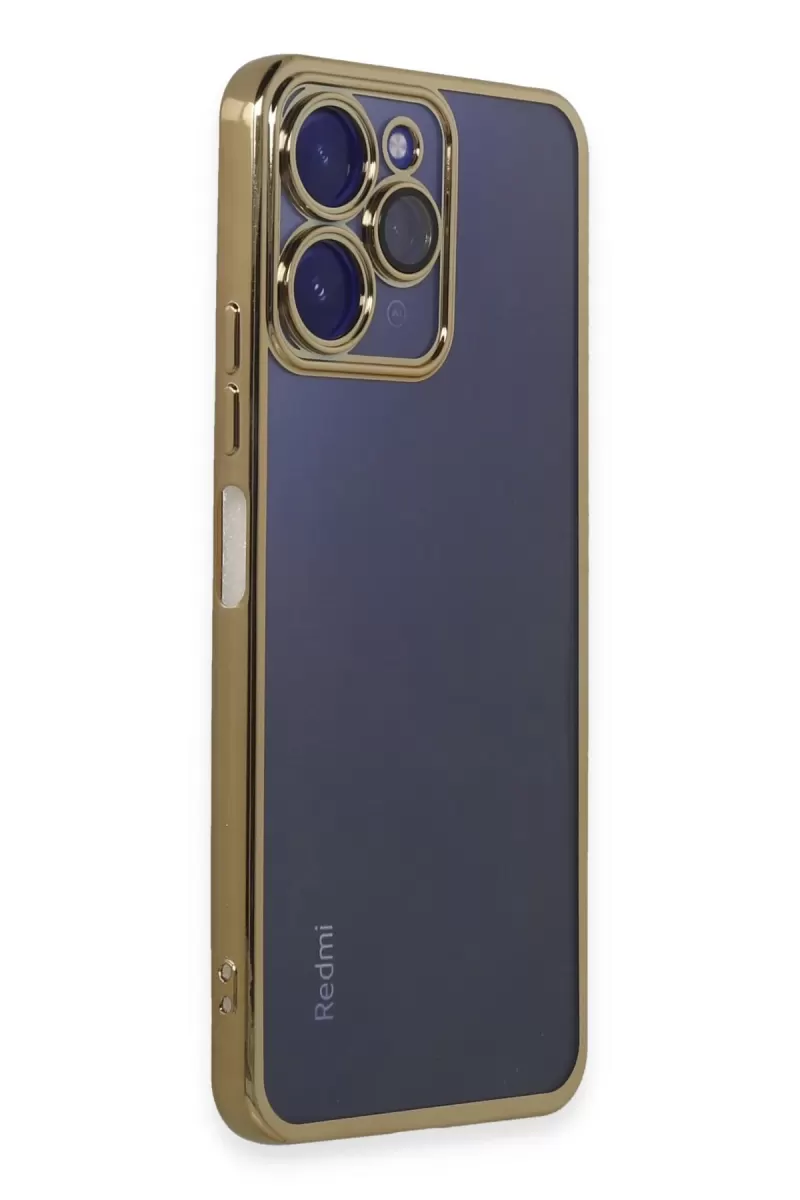 Newface Xiaomi Redmi 12 Kılıf Razer Lensli Silikon - Gold