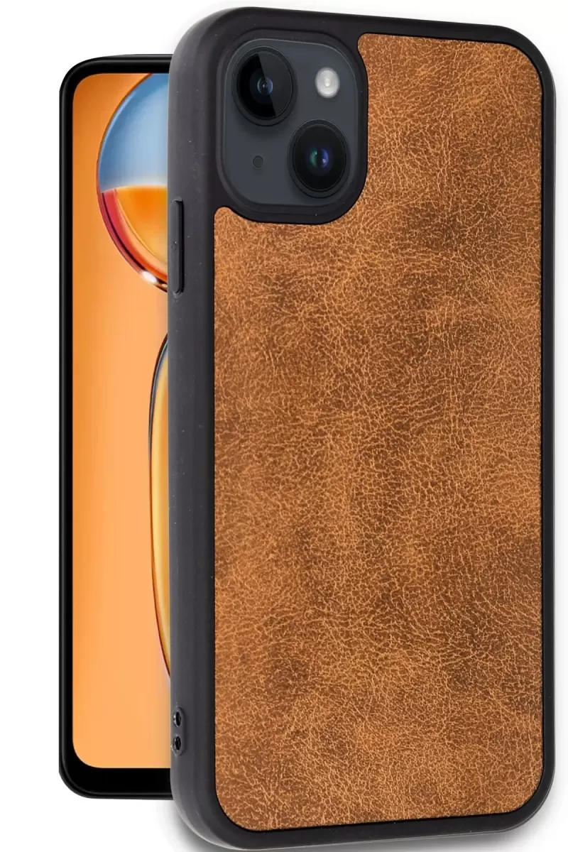 Newface Apple iPhone 14 Kılıf Aras Deri Kapak - Taba