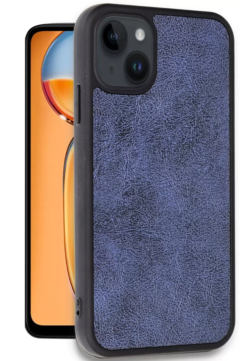 Newface Apple iPhone 15 Kılıf Aras Deri Kapak - Lacivert