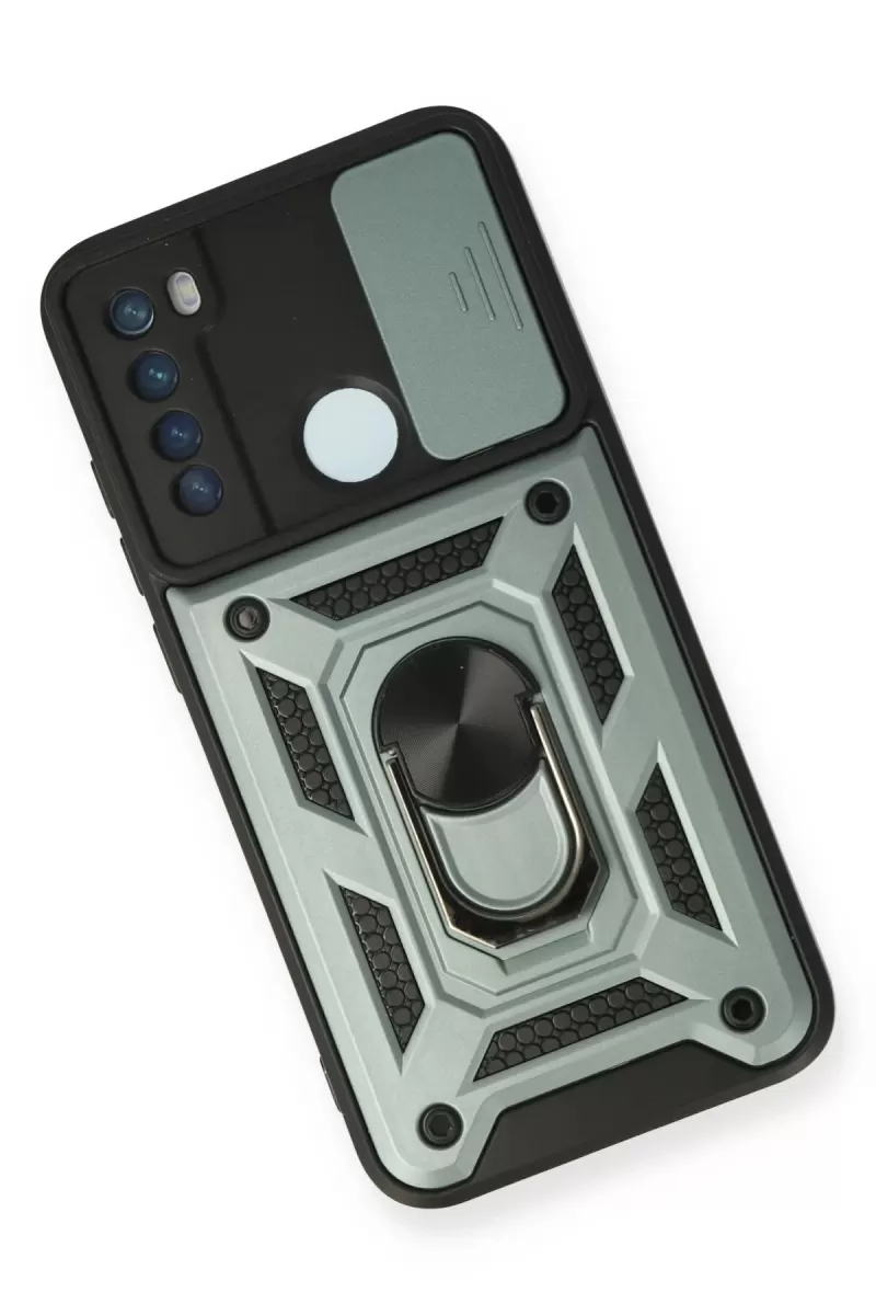 Newface Xiaomi Redmi Note 8 Kılıf Pars Lens Yüzüklü Silikon - Yeşil