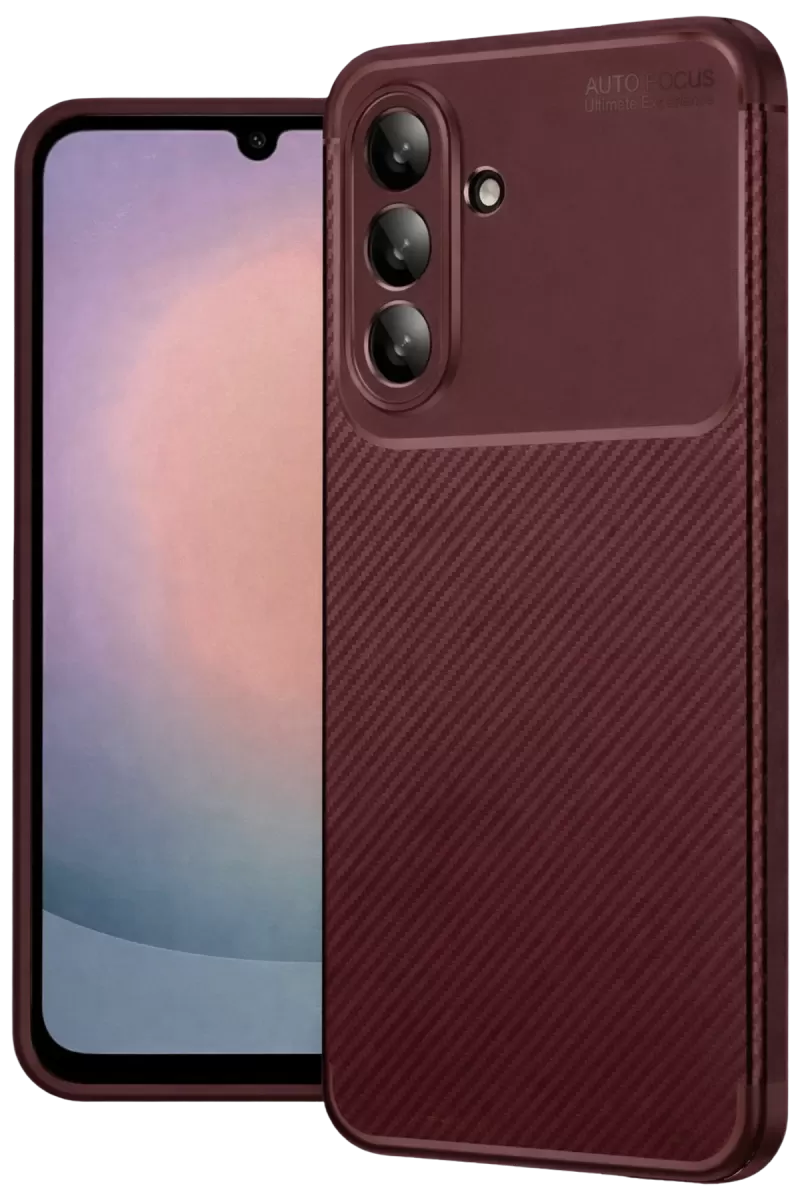 Newface Samsung Galaxy A36 Kılıf Auto Focus Karbon Kapak - Bordo
