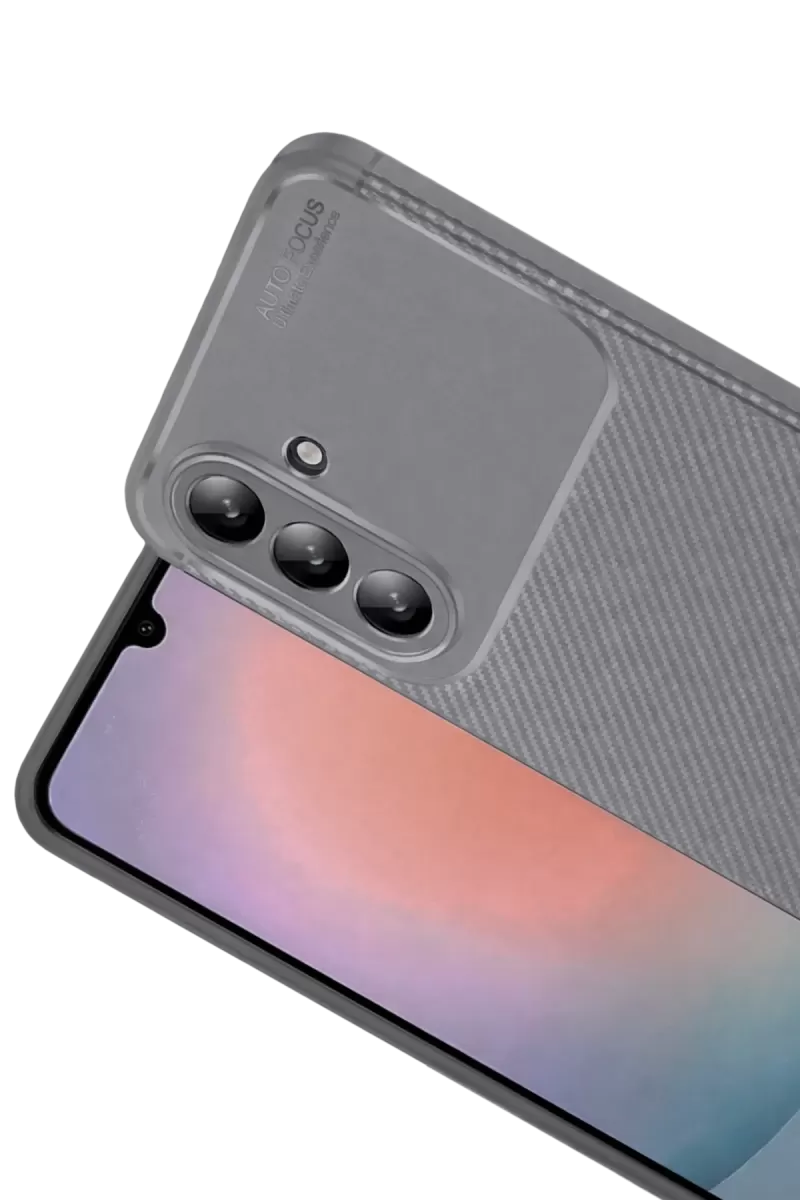 Newface Samsung Galaxy A36 Kılıf Auto Focus Karbon Kapak - Gri