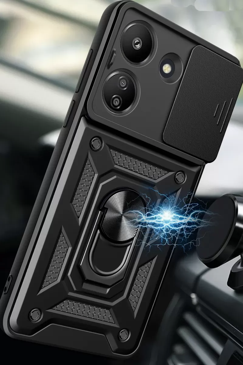 Newface Xiaomi Redmi 13C Kılıf Pars Lens Yüzüklü Silikon - Lacivert