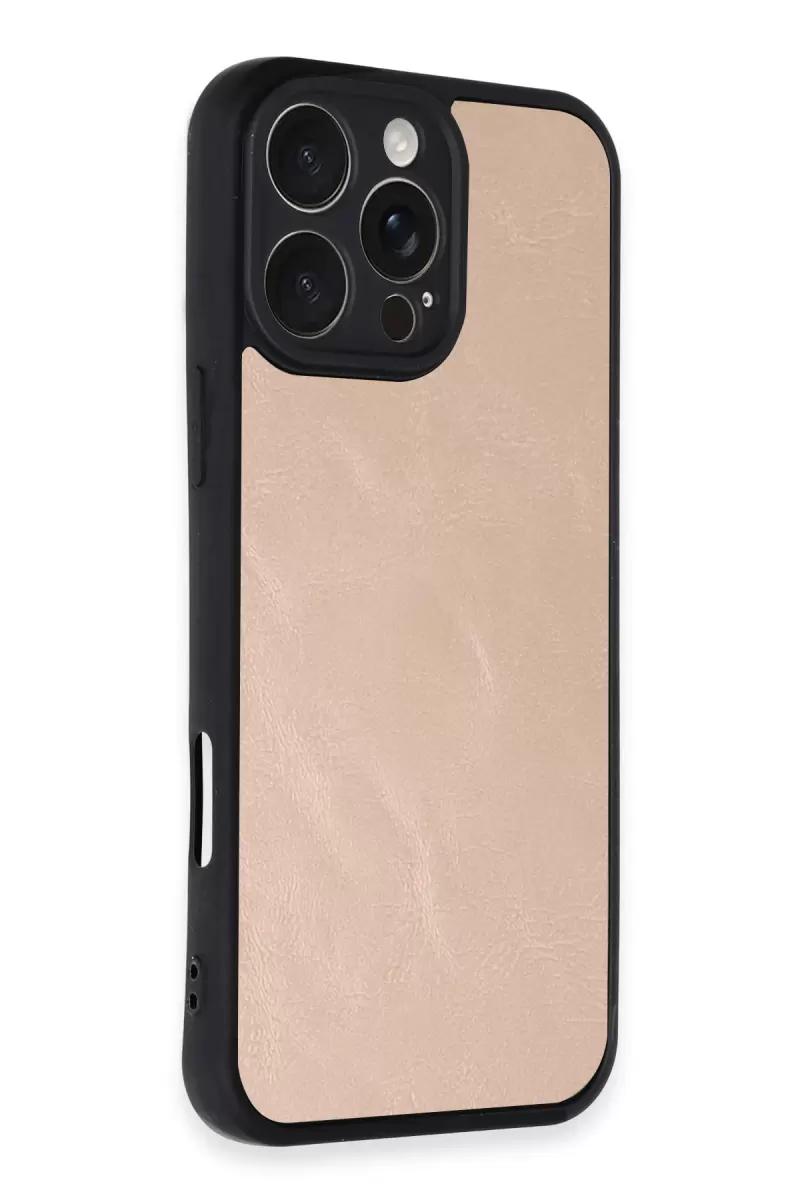 Newface Apple iPhone 16 Pro Max Kılıf Aras Deri Kapak - Pudra